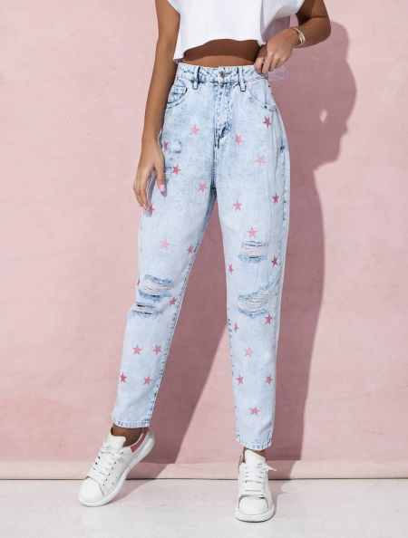 Spodnie Mom Fit Gwiazdki