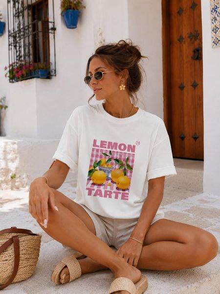 T-shirt Lemon Tarte Biały Oversize + Gratis