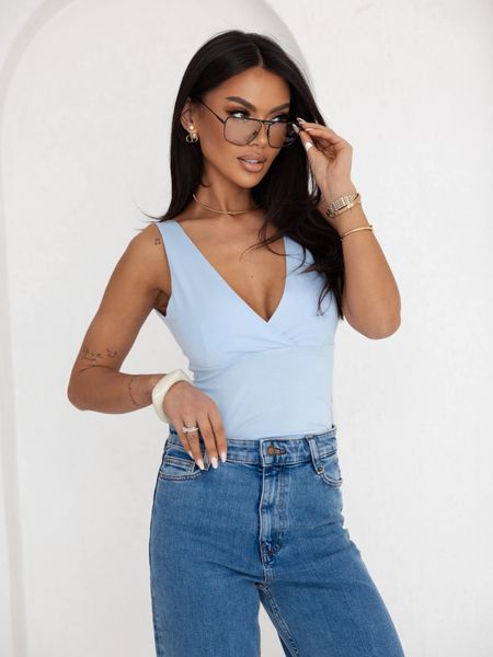 Bluzka Top Basic Wiskozowa Błękitna
