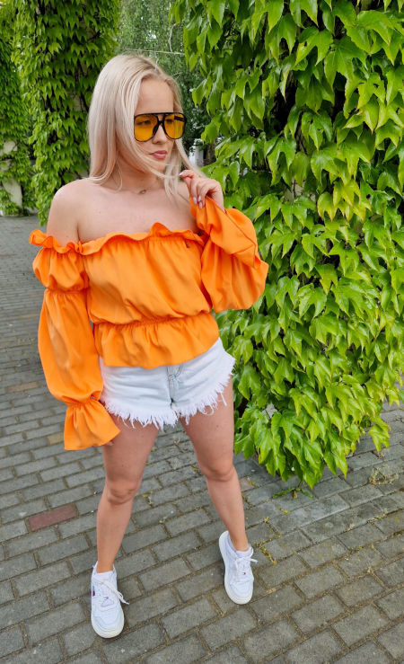 Top Hipszanka Falbanki Pomarańczowy