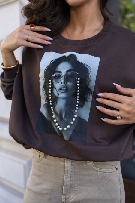 Bluza z Perełkami Aszmi Czekoladowa