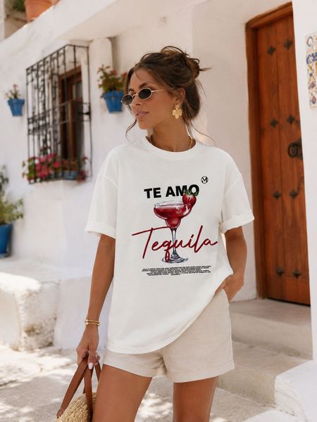 T-shirt Te Amo Tequila Biały Oversize + Gratis