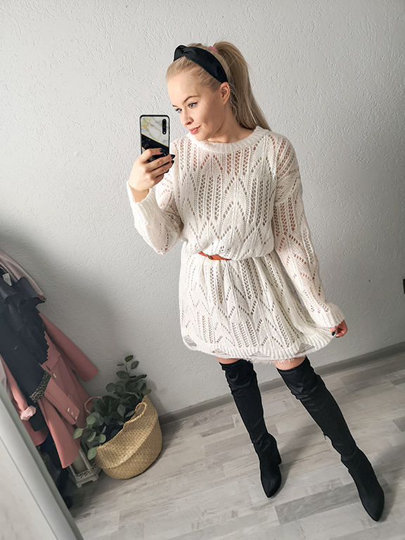 Sweter ażurkowy Noemi Ecru
