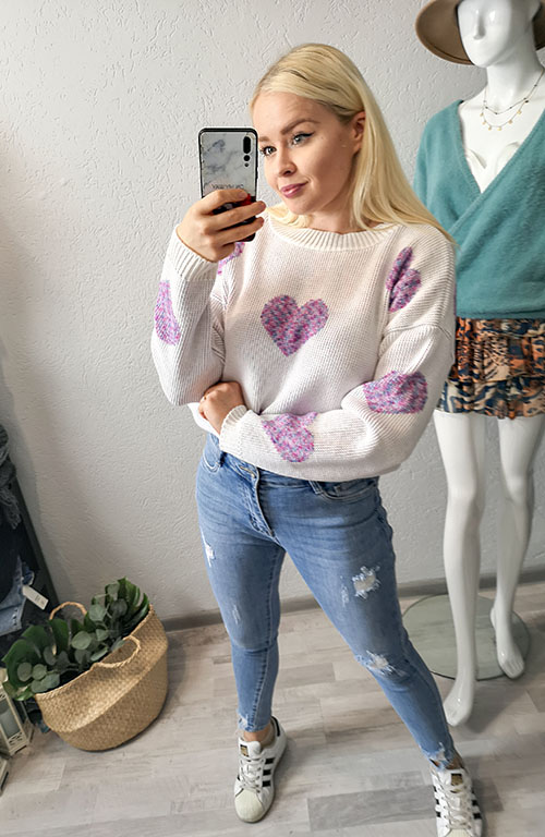 Sweter Heart Bialy